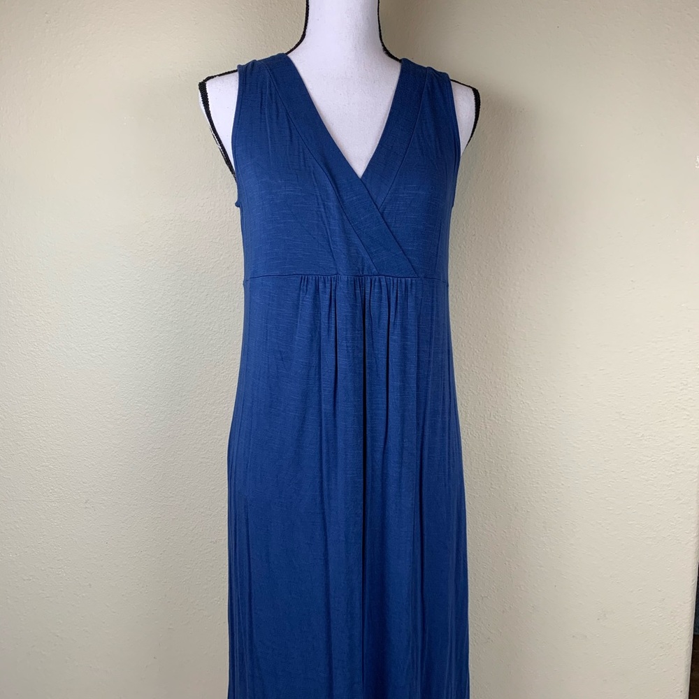 J. Jill Blue faux wrap Maxi Slit Dress small